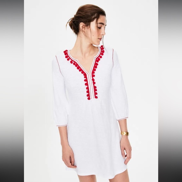 Boden Dresses & Skirts - Boden Carina Cotton Tunic Dress with Pom Pom Detail
